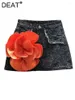 Jupes jupe en jean pour femmes hautes hautes fleurs lambrissées fleurs de lambeaux fleurs déchirées hanche mini 2024 mode d'été 29L7511