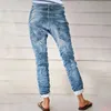 Women's Jeans Women's Fashion Print Street Loose Washed Polished Waist Ripped Denim Trousers Womens Clothes Wash