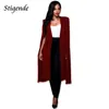 Stigrede dames blazers en jassen solide kleur patchwork mantel blazer elegante hoge split cape blazer slanke feestjas met lange mouwen 240510