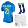 2024 Kinderfußball -Kits Brasilien Fußballtrikots L.Paqueta Neymar Vini Jr.P.Coutinho Richarlison G.Jesus T.Silva Bruno G. Pele Casemiro National Football Jersey Kit