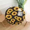 Table Cloth Sunflower Print Decoration Living Room Kitchen Dustproof Round Tablecloth Holiday Outdoor Party Dinner Accessories