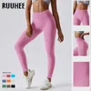 Aktywne spodnie Ruuhee żebrowane bezproblemowe legginsy Kobiety Wysokie pasy szarcia buwomens push up -un Control na fitness