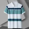 Men's Polos Summer Men Classic Striped Polo Mens Cotton Coton Busined Casual Casual Shirt Drop