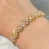 Wedding Bracelets Classic Shiny Clear Zircon Flowers Adjustable Charm Bracelets for Women Sliver Color Fashion Wedding Jewelry