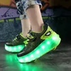 Jongens meisjes roller schoenen led verlicht USB opladen kinderen skate casual skateboarden sport kinderen sneakers 240509