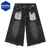 Heren shorts Black Baggy Denim Wide Been Losse jeans y2k vintage unisex zomer casual