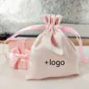 3PCS Wrap Prezent 50PCS Różowe jedwabne torby na prezenty Satynowe pakowania torby do biżuterii biznesowej impreza