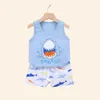 Clothing Sets 2PCS childrens set childrens clothing vest summer childrens clothing cotton T-shirt vestL2405L24045