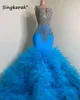 Luxuy Diamonds Long Prom Dresses 2024 Sparkly Beads Rhinestone Crystal Tiered Ruffle special Reception Party Gown