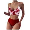 Swimwear femminile 2024 Nuovo Bikini Womens Stampato digitale reggiseno solido Triangolo Triangle Pants Multi Color Vendita da bagno diviso