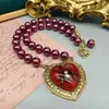 vintage Western Animal Spider Purple glass Pearl Royal style necklace 240510