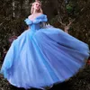 Robes de bal robe de bal 2023 Robe Cendrillon de luxe Sleette Blue Cap Souche Quinceanera Robe de fête formelle Mélange de robes Robe de Soriee 299R