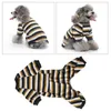 Dog Apparel Dress Skirt Pajamas 4 Legged Soft Stretchy Warm Prevent Licking Striped Puppy Jumpsuit Sleepwear For Cold Weather