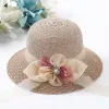 Summer Bowknot Ribbon Outdoor Sun Hats Dziewczyny szerokie grzbiet słomy kapelusz panie panama czapki ochrona przed słońcem kapelusze dla kobiet czapki słoneczne nowe