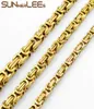 Modeschmuck 5mm 7mm 9mm Goldfarbe Edelstahl Halskette Byzantinische Verknüpfungskette für Herren Womens SC09 N6613443