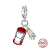925 Silver Fashion Red Car Key Bus Charms Sendents Perles Fit Bracelet Original pour femmes bijoux de fête Faire bricolage 240428