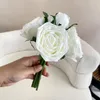 Fleurs décoratives hydratantes 6head latex rose bouquet réel tactile mariage artificiel mariage nuptial de mariage décor de luxe à la maison