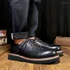 Chaussures décontractées super recommande!Loisir Big Round Toe Cuir en cuir complet à la mode, homme d'affaires à la mode Concise Suit Oxfords