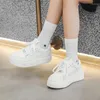 Casual schoenen meotina dames echt lederen ronde teen platform sneakers veter dames mode lente herfst beige wit 40