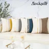 Travesseiro aeckself algodão linho de retalhos de retalhos capa de decoração para sofá quarto quarto azul marrom cinza amarelo