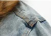 Vestes de créateurs masculines vintage Black Blue Denim Cowboy Cowboy Veste d'hiver masculine Veste décontractée Collier de fourrure