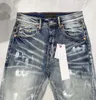 Jeans pour hommes de haute qualité jeans de marque violette roca dans un rapport 1 avec des trous de peinture de rue haut de gamme à la mode et de haute qualité Skinny à basse hauteur Q240509