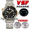 2022 VSF V4 Diver 300m Herren Uhr 210 20 42 20 01 002 8800 Automatische mechanische schwarze Zifferblatt -Keramik -Lünette Stahlhülle SS Edelstahlbaum 2616