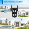 IP -камеры 8MP 4K Wi -Fi Camera PTZ Outdoor Dual Lins Decited Decited Decited Monitoring Camera Audio Dual Screen CCTV CCTV Камера ICSEE Приложение D240510