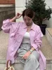 Blouses pour femmes korejpaa coréenne de mode Fashion Shirt 2024 Summer Sweet Linet Lace Up Pocket Loose Shirts polyvalent à manches longues à manches longues