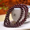 Bracelets de liaison 6 mm Garnet Natural Triple Circle Bracelet Healing Fengsui Stone Women Jewelry Cadeaux 1pcs