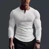 Herren-T-Shirts plus Tees Polos Herren Langarmed Top Fitness High Elastic Bottom Shirt Herren V-Ausschnitt Massives großes lässiges T-Shirt plus T-Shirts