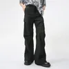 Jeans masculinos 2024 Men calças largas de pernas largas Primavera outono de bota coreana corte de rua