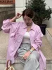 Blouses pour femmes korejpaa coréenne de mode Fashion Shirt 2024 Summer Sweet Linet Lace Up Pocket Loose Shirts polyvalent à manches longues à manches longues