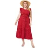 Plus -Größe Kleider Plus Size O Hals Slveless Dot Print Sommerkleider für Frauen Y240510