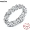 Vecalon Women Wedding Połączenia Pierścień 925 Srebrna Princess Cut 4 mm Diamond CZ Pierścionki zaręczynowe dla kobiet biżuteria na palce 236V