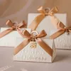 3pcs подарочная упаковка 5pcs Champagne Gold Bow Triangle Свадебная конфетка