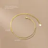 WantMe 925 Sterling Silver Simple Double Snake Bone Ball Charme ketting