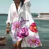 Casual Dresses 2024 Spring Summer Women's Turn-Down Collar Long Sleeve Button Shirt Dress Elegant Floral Print Beach Party Party