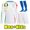 Langarm 24 25 Bonucci Soccer Trikots 2024 2025 ITALYS INSCHE ITALIA Verratti Chiellini Chiesa Barella Fußballhemden Home Away -Spieler Männer Kinder Erwachsene Kind