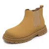 Yellow Ankle PU Leather Boots Men Fashion British Style Slip On