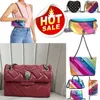 2024 Designer Kurt Geiger Eagle Heart Rainbow Leather Tote Bag Women Axel Bag Crossbody Clutch Travel Purse With Silver Chain Modish Style