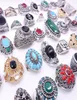hele 50pcslot dames ringen retro antieke zilveren stenen strass rhinestone vintage sieraden ring mix stijlen gloednieuwe druppel wit2260018