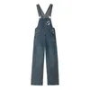 Damen -Jumpsuits ROMPERS Denim -Overall für Frauen Emblem Design Weitbein Hosen ein Stück Outfit Frauen ROMPES LOSSEN KOREAN STYLE Casual Vintage Overalls Y240510