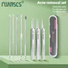 Rengöring Acne Needle Set Blackhead Stainless Steel Blackhead Clip Tizezers Hole Cleanser Female Facial Extractor Deep Cleaning Tool D240510