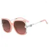 Солнцезащитные очки наполовину рамка Женская квадратная жемчужина для женских брендов дизайнер бренд солнечные очки