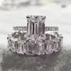 Luxe 100% 925 Sterling Silver Creëerd Emerald Cut Diamond Wedding Engagement Cocktail Women Moissanite Band Ring Fine Jewelry 201006 359Z