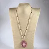 Colliers pendentifs Fashion Bohemian Bijoux Bleu / Pink Tourmaline Stone and Crystal Semi Precious P pour femmes