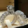 Femelle Diamond Wedding Ring Set Fashion 925 Silver Bridal Sets Bijoux Promesse Love Enveriment Anneaux de fiançailles pour les femmes