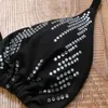 Kvinnors badkläder svart y2k rhinestone bikini thong sträng sexig baddräkt kvinnor trend två bit brasilien strand badande mikro semesterdräkt