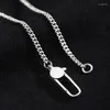 Hängen Zabra 925 Silver Necklace Men's Tide Brand Cuban Chain Niche Design Versatile Thin Horse Whip Personlighet Simple